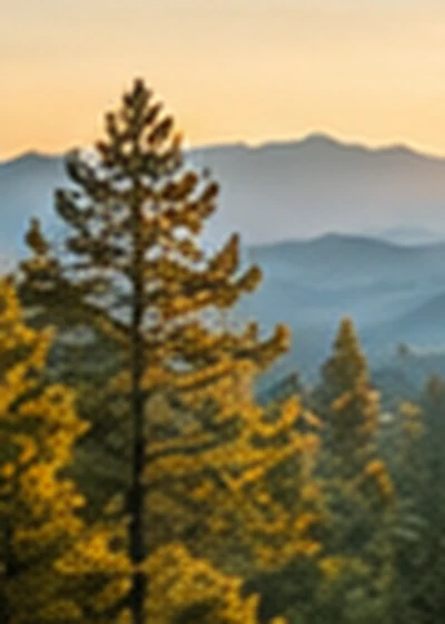 Pines and ridgelines at sunset